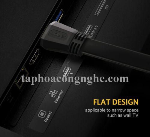 Ugreen 50821 5M màu đen Cáp tín hiệu HDMI dẹt ED015 30050821